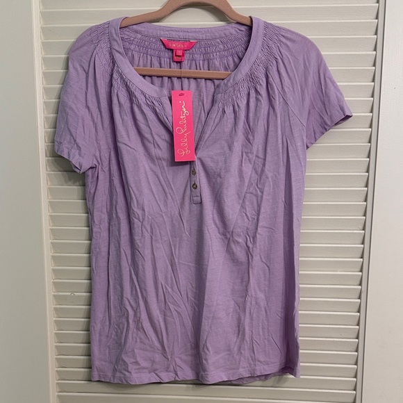 Lilly Pulitzer Essie Short Sleeve Top Tee Purple Iris Size Medium NWT - Picture 4 of 8